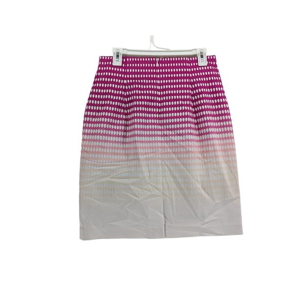 Worthington Dot Print Pencil Skirt 10P Pink White Petite Knee Back Zipper Stripe - Picture 3 of 11